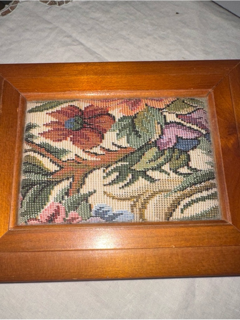Cottage-Core Framed Floral Needlepoint Jewelry Box